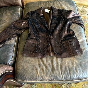 Chicos beautiful sequene blazer in brown.. worn once!